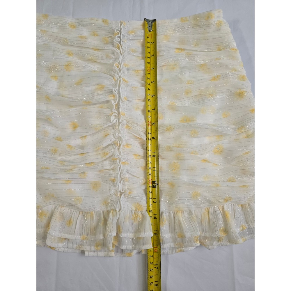 Forever 21 Floral Mini Skirt Lot of 2 Ruched Ruffle White Yellow Blue Large NWT - Picture 7 of 16